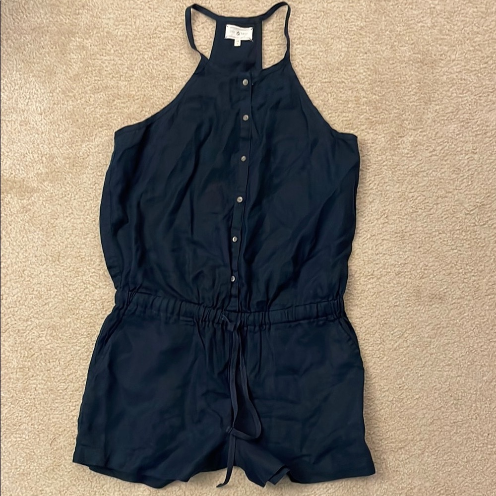 Lou & Grey blue 100% linen sleeveless romper. Size M.
